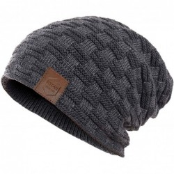 Skullies & Beanies Beanie Hat for Men and Women Fleece Lined Winter Warm Hats Knit Slouchy Thick Skull Cap - Gray2 - CK18ICXR...