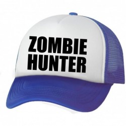 Baseball Caps Hunter Truckers Mesh Snapback hat - White/Royal - CF11N9C49JV $34.77