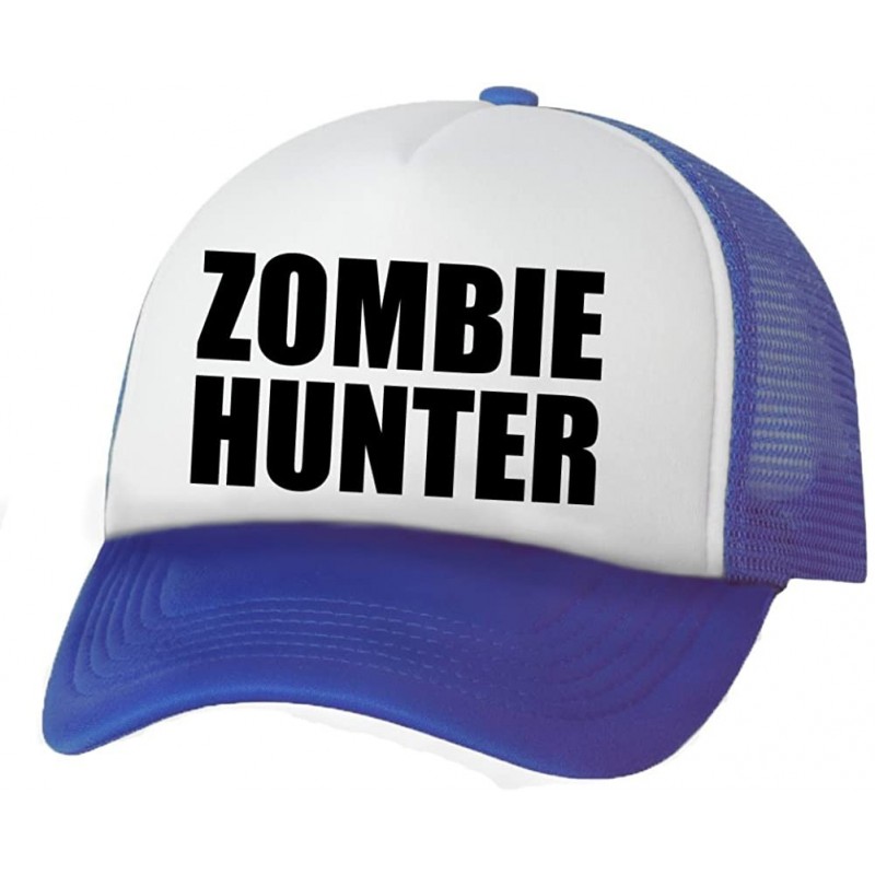 Baseball Caps Hunter Truckers Mesh Snapback hat - White/Royal - CF11N9C49JV $28.19