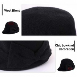 Bucket Hats Women Winter Wool Bucket Hat 1920s Vintage Cloche Bowler Hat with Bow/Flower Accent - 00767_black16209_60ol - C91...