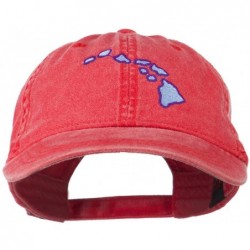 Baseball Caps Hawaii State Map Embroidered Washed Cap - Red - CG11LJVGDWP $52.97