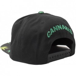 Baseball Caps Marijuana Weed Leaf Cannabis Snapback Hat Cap - Metal Black/Black - CP129AYMBLX $16.87