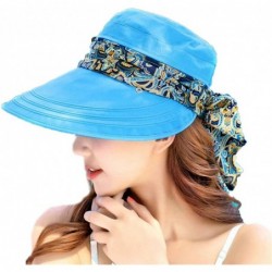 Sun Hats Women Sun Hat Large Brim Anti-UV Fold Floppy Visor Cap for Beach Travel - Blue - C918DAYXX8H $19.85