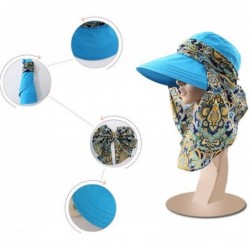 Sun Hats Women Sun Hat Large Brim Anti-UV Fold Floppy Visor Cap for Beach Travel - Blue - C918DAYXX8H $15.29