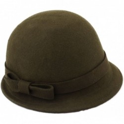 Fedoras Women's Cloche Wool Felt Cloche Hat - Olive - C4187NI2IYT $67.02