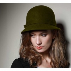 Fedoras Women's Cloche Wool Felt Cloche Hat - Olive - C4187NI2IYT $45.22
