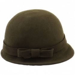 Fedoras Women's Cloche Wool Felt Cloche Hat - Olive - C4187NI2IYT $45.22