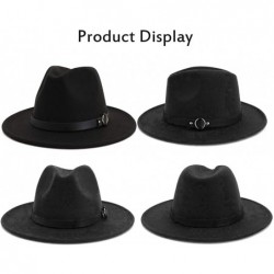 Fedoras Women's Classic Wide Brim Fedora Hat with Belt Buckle Felt Panama Hat - Z2-black - CK18ZKN0OY8 $26.09