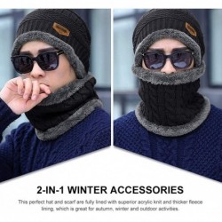 Skullies & Beanies 2-Pieces Winter Beanie Hat Scarf Set Warm Knit Hat Thick Knit Skull Cap for Men Women - Black - CW12O9QGQ4...