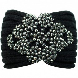 Cold Weather Headbands Black Knit Headband With Beaded Detail - CH110FSEA63 $36.14
