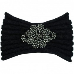 Cold Weather Headbands Black Knit Headband With Beaded Detail - CH110FSEA63 $32.36