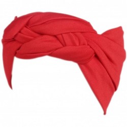Headbands Women's Elastic Turban Head Wrap Floral Sports Headband Velvet Twisted Hair Band - Red - CJ189TMC4HU $25.03