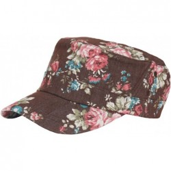 Baseball Caps A137 Women Flower Pattern Forest Design Simple Army Cap Cadet Military Hat - Brown - CZ12G8DW89F $52.15