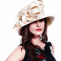 Sun Hats Church Hats for Women Tea Party Dress Hat for Ladies - Rhinestone-champagne - CI180KY7NM9 $73.24