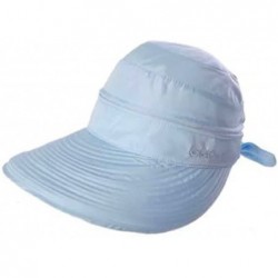 Sun Hats Women Wide Brim Visor Anti-UV Sun Protection 2 in 1 Summer Sun Hat Cap - Blue - CV12HEW0F2V $21.95