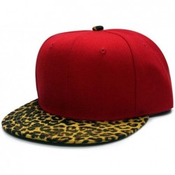 Baseball Caps Plain Leopard Snapback Cap - Red - C011EEABKQV $27.25
