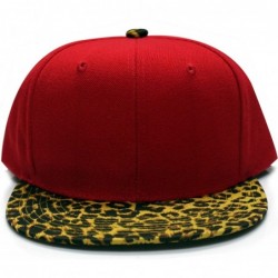 Baseball Caps Plain Leopard Snapback Cap - Red - C011EEABKQV $21.07
