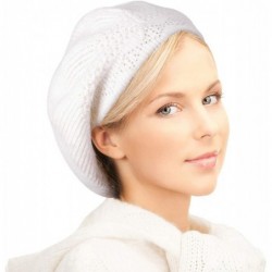 Berets Knit Berets for Women Winter Chic Skull Caps Slouchy Beanie Hat - White - CG18Y6GT8LR $24.69