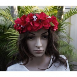 Headbands Women Floral Headband Hawaiian Plumeria Flower Haku elastic Leis - Red - C1189KMXNHW $20.31