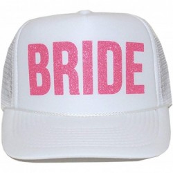 Baseball Caps Bride Trucker Hat - White and Pink Glitter - CV12NEOVRMW $34.66