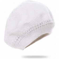 Berets Knit Berets for Women Winter Chic Skull Caps Slouchy Beanie Hat - White - CG18Y6GT8LR $19.02