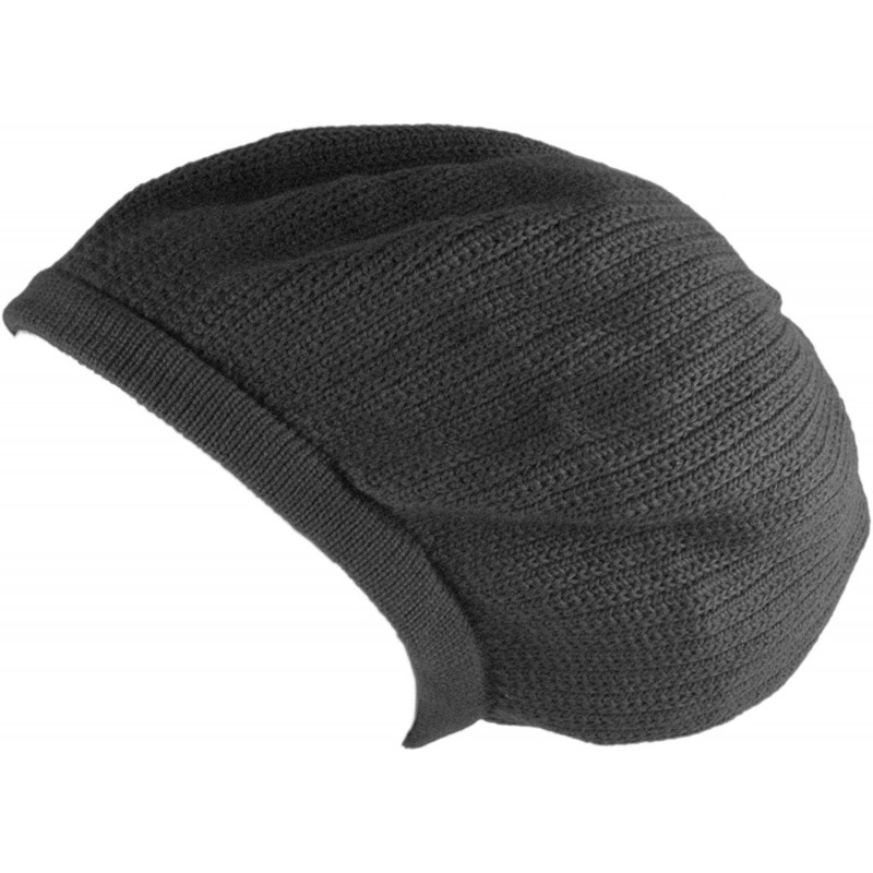 Skullies & Beanies Rasta Knit Tam Hat Dreadlock Cap. Multiple Designs and Sizes. - Large Round Solid Gray- Brimless - CH17WYI...