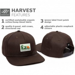 Baseball Caps Harvest Sustainable Fabric Woven Label Patch Hat - Adjustable Baseball Cap w/Plastic Snapback Closure - Brown -...