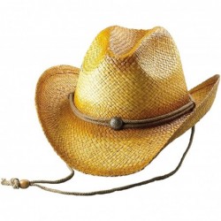 Cowboy Hats Unisex Outback Tea Stained Raffia Straw Cowboy Hat-8158 - CQ11ZCBAEWH $56.60
