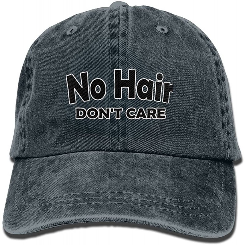 Baseball Caps Mens/Womens No Hair Don't Care Funny Denim Hat Trucker Cap Cotton Black - Navy - C618CSH4L93 $35.10