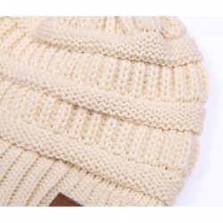 Skullies & Beanies Women's Knitted Messy Bun Beanie Cap Ponytail Hat - Beige - C318XKGLZKE $14.70