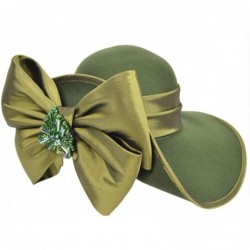 Fedoras Ladies 100% Wool Felt Feather Cocktail British Formal Party Hat - Bow-green - CQ12O7CS2E6 $39.57