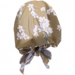Skullies & Beanies Women Chemo Headscarf Pre Tied Hair Cover for Cancer - Khaki White Flowers - CM198KRMH0Z $21.52