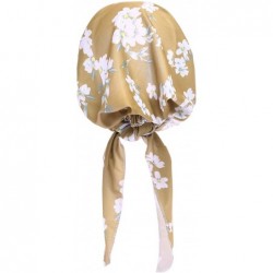 Skullies & Beanies Women Chemo Headscarf Pre Tied Hair Cover for Cancer - Khaki White Flowers - CM198KRMH0Z $21.52