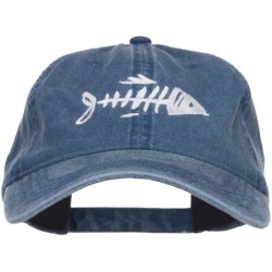 Baseball Caps Fish Bone Embroidered Washed Cap - Navy - CL12MCYBOKD $35.31