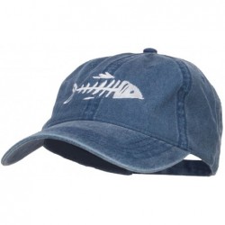 Baseball Caps Fish Bone Embroidered Washed Cap - Navy - CL12MCYBOKD $46.46