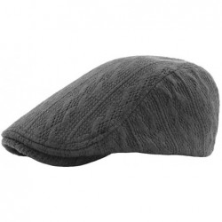Newsboy Caps Men Women Striped Cabled Flat Cap Knit Warm Winter Hat FFH408BLK - Ffh408 Gray - CV18M9KDANL $16.55