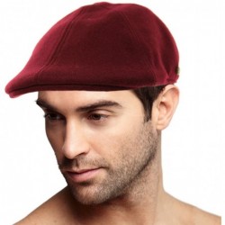Newsboy Caps Men's Winter 100% Wool Duckbills Warm Solid Ivy Driver Cabby Cap Hat - Wine - CO1865Q7G4H $29.42