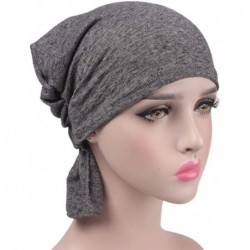 Skullies & Beanies Ruffle Chemo Turban Hair Loss Cap Cancer Slouchy Beanie Muslim Abbey Headband - Grey - CD18HDW7UGA $18.41
