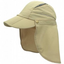 Sun Hats Men Women Outdoor Sun Hat with Wide Brim UPF 50+ Summer Mesh Cap with Flap Cover - B-khaki - C618SKDONQX $19.22