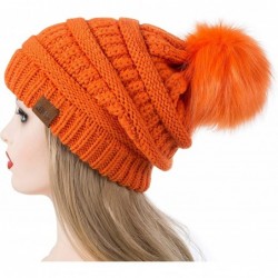 Skullies & Beanies Women Winter Pompom Beanie Hat with Warm Fleece Lined- Thick Slouchy Snow Knit Chunky Baggy Skull Ski Cap ...