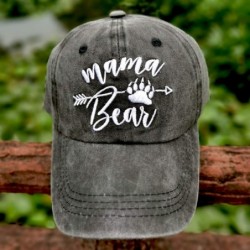 Baseball Caps Mama Bear Ponytail Hat Embroidered Messy High Bun Distressed Baseball Cap - Mama Bear Paw - Black - CB18XG73HTO...
