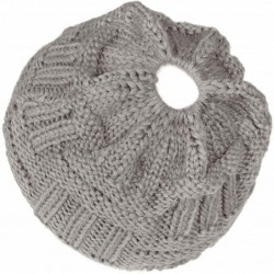 Skullies & Beanies Knit Hat- Ponytail Beanie Cap Outdoor Winter Stretch Cable Bun Knit Hat - Gray - CI18AGD29X4 $20.13