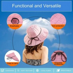 Sun Hats Sun Hat for Women Bow-Knot Brim Cap Foldable Neck Anti-Ultraviolet Fishing Hats - Deep Pink - CZ18Y8G9W9O $18.30