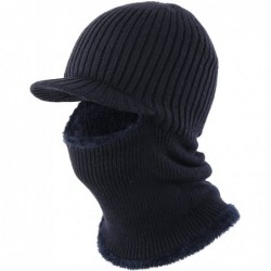 Balaclavas Mens Winter Neck Warmer Hat Tuque Visor Beanie Ear Warmer Face Cover - Navy Blue - CA12N5MPITW $25.41
