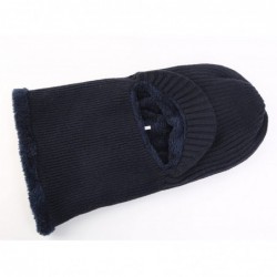 Balaclavas Mens Winter Neck Warmer Hat Tuque Visor Beanie Ear Warmer Face Cover - Navy Blue - CA12N5MPITW $24.77