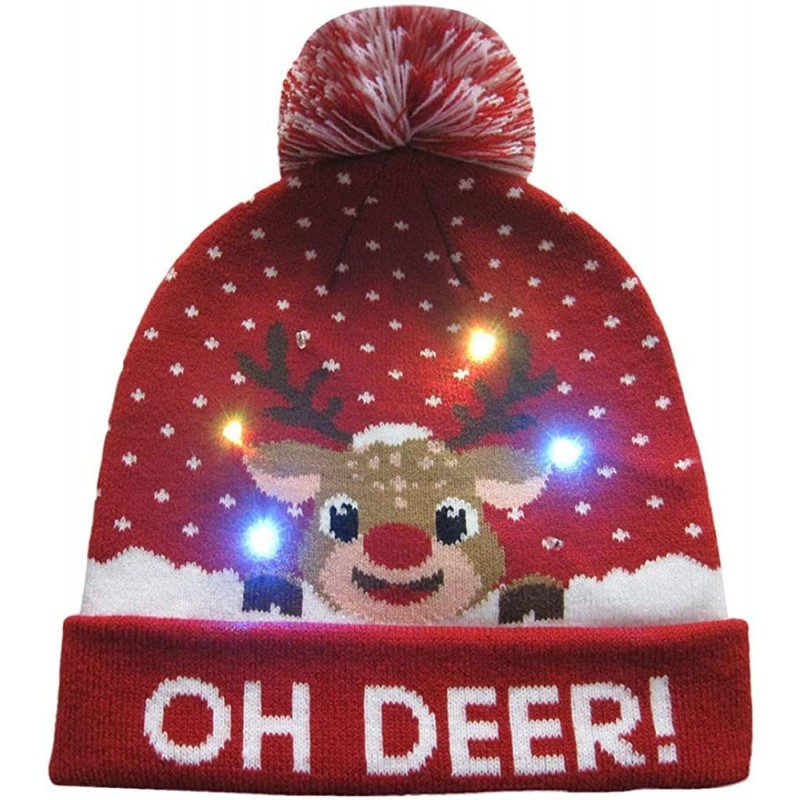 Skullies & Beanies Knitted Christmas LED Beanie- Witspace Unisex Xmas Light-up Cute Hat 3D Pattern Christams Gift Clothes Acc...