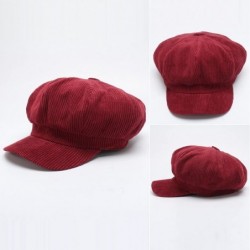 Newsboy Caps Women's Octagonal Hat Cotton Corduroy Newsboy Cap Gatsby Ivy Hat - Red - CO1896EES47 $31.38