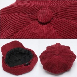 Newsboy Caps Women's Octagonal Hat Cotton Corduroy Newsboy Cap Gatsby Ivy Hat - Red - CO1896EES47 $31.38