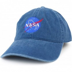 Baseball Caps NASA Insignia Embroidered 100% Cotton Washed Cap - Navy - C312CDZVTQZ $37.55