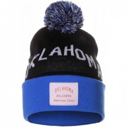 Skullies & Beanies Unisex USA Fashion Arch Cities Pom Pom Knit Hat Cap Beanie - Oklahoma Black Blue - CW12NH90J28 $18.31